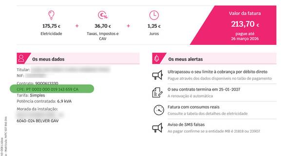 ver CPE na fatura SU Eletricidade