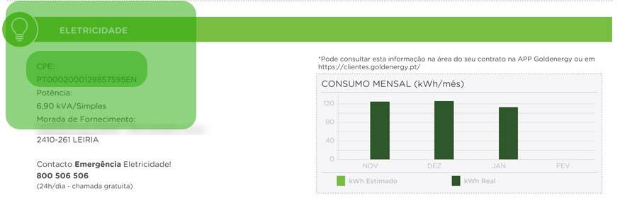 ver CPE na fatura Goldenergy