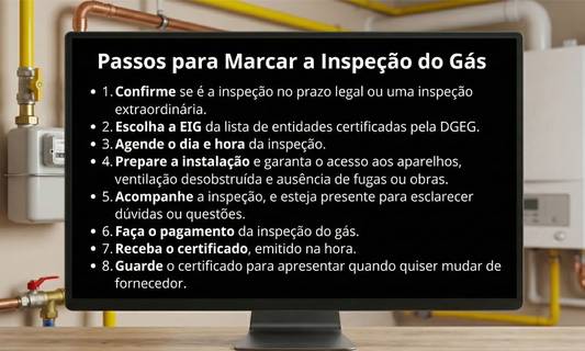 Infografia com o passo a passo para marcar a inspeção do gás