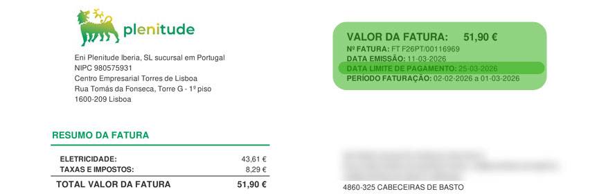 ver data pagamento da fatura Plenitude