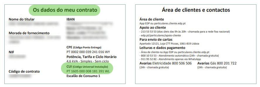 ver CUI de gás nas faturas EDP