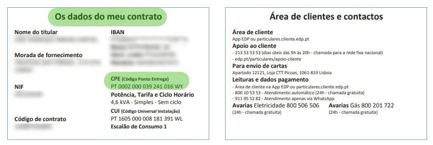 ver CPE de eletricidade nas faturas EDP