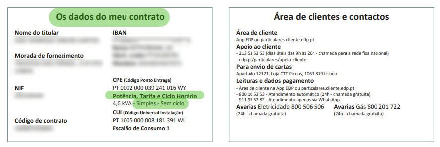 ver tarifa simples ou bi-horária nas faturas EDP