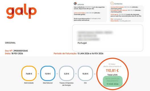 ver data pagamento da fatura Galp