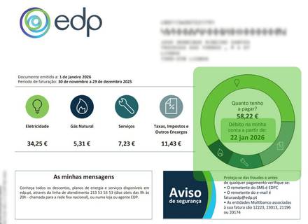 indicação de prazos e datas de pagamento das faturas à EDP