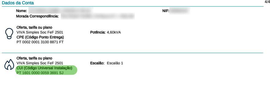 ver CUI de gás na fatura Repsol