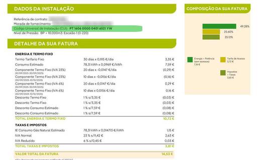 ver CUI de gás na fatura Iberdrola