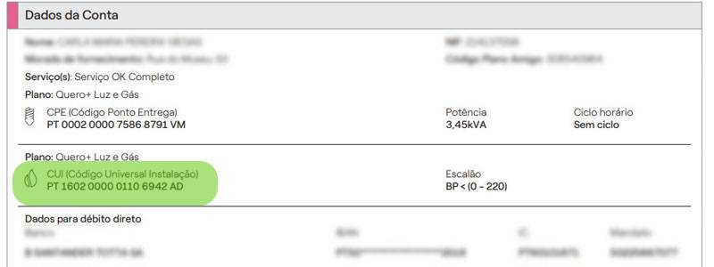 ver CUI de gás na fatura Endesa