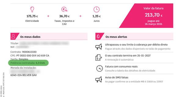 ver potência contratada na fatura SU Eletricidade